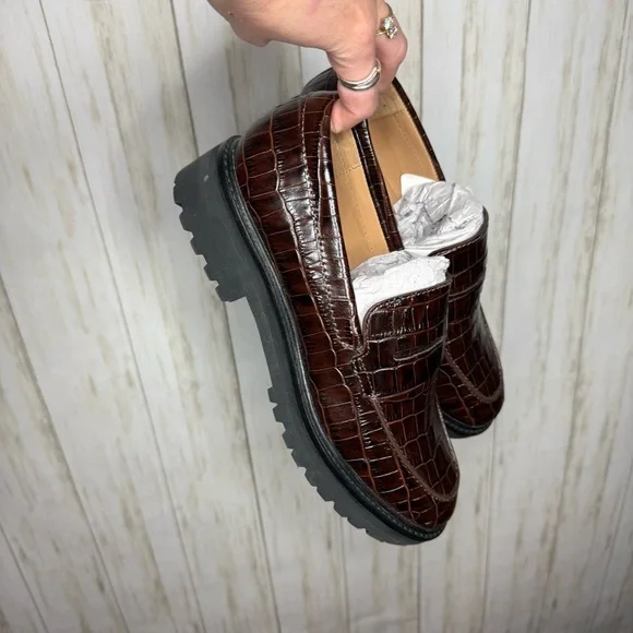 Everlane Lug Loafer NWOB Brown Crocodile Pattern Loafers - Picture 5 of 10